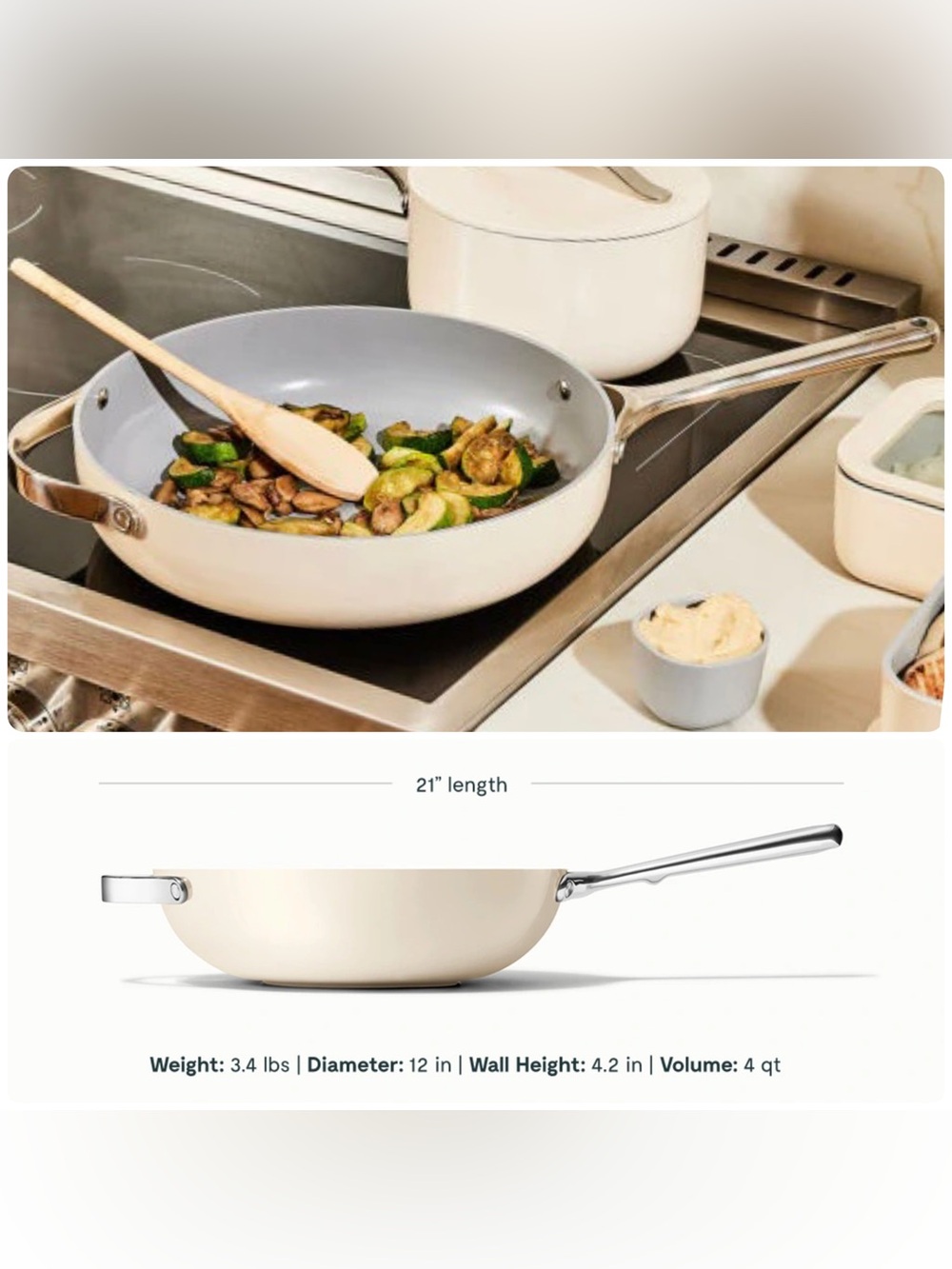 NEW $145 Caraway Stir Fry Pan 12” Wok-Inspired Non-Stick Ceramic Pan